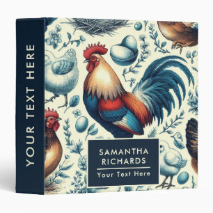 Retro Farm Rooster Pattern Binder