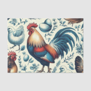 Retro Farm Rooster Pattern Tissue Paper