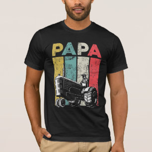 Retro Farming Papa Tractors Farmer Father T-Shirt