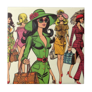 Retro Fashion Girls Comics Tile