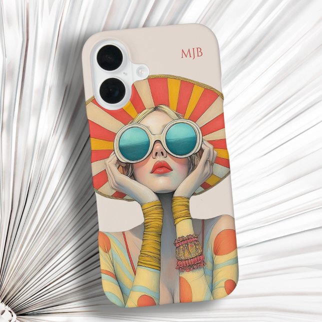 Retro Fashion Glamor Model with Monogram iPhone 16 Case (Creator Uploaded)