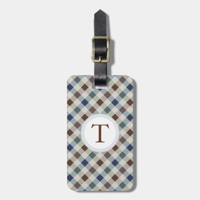 Retro fashion pattern  with monogram luggage tag (Front Vertical)
