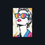 Retro Fashion Pop Art - 1980's Inspired Canvas Print<br><div class="desc">Channel the daring confidence and electric energy of the 1980s with this stunning Glam Pop Art print. Inspired by the iconic covers of vintage fashion magazines, this piece captures a moment of pure, unapologetic style. Our high-fashion muse gazes upward, her oversized sunglasses reflecting a vibrant neon sunset—a story of city...</div>