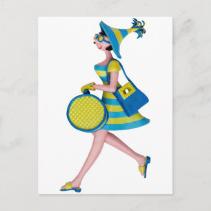 Retro Fashion Woman Postcard
