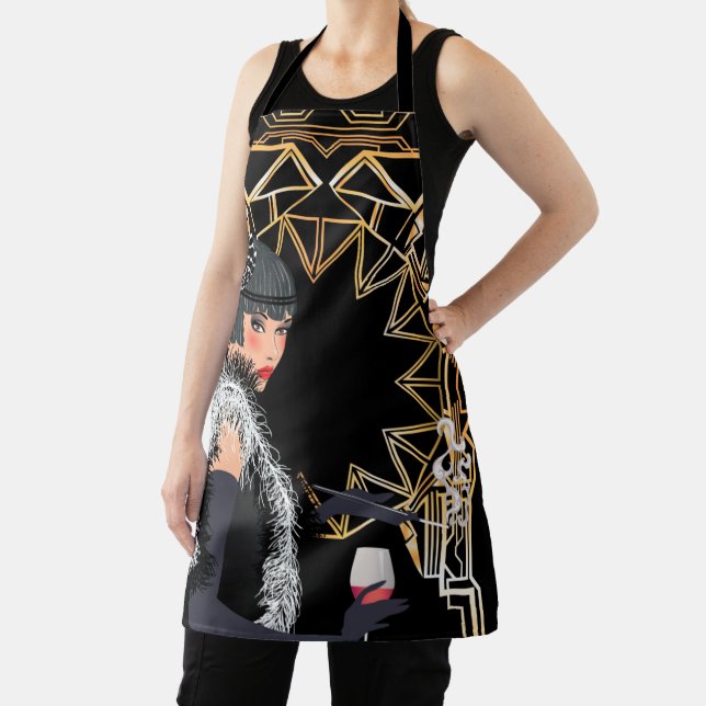 Retro fashion woman with glass of wine  apron (Insitu)