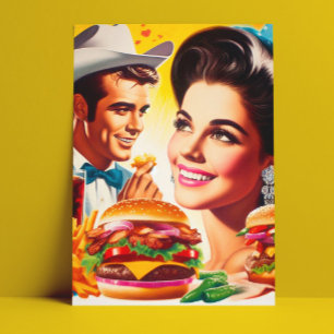 Retro Fast Food Couple Postcard