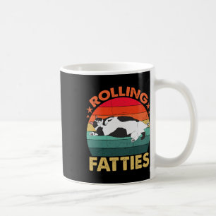 Retro Fat Kitten Tee Funny Cat Rolling Fatties  Coffee Mug