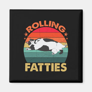 Retro Fat Kitten Tee Funny Cat Rolling Fatties Magnet
