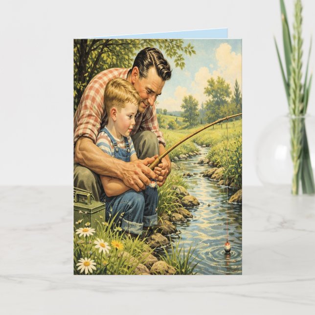 Retro Father Son Father's Day Card (Front)