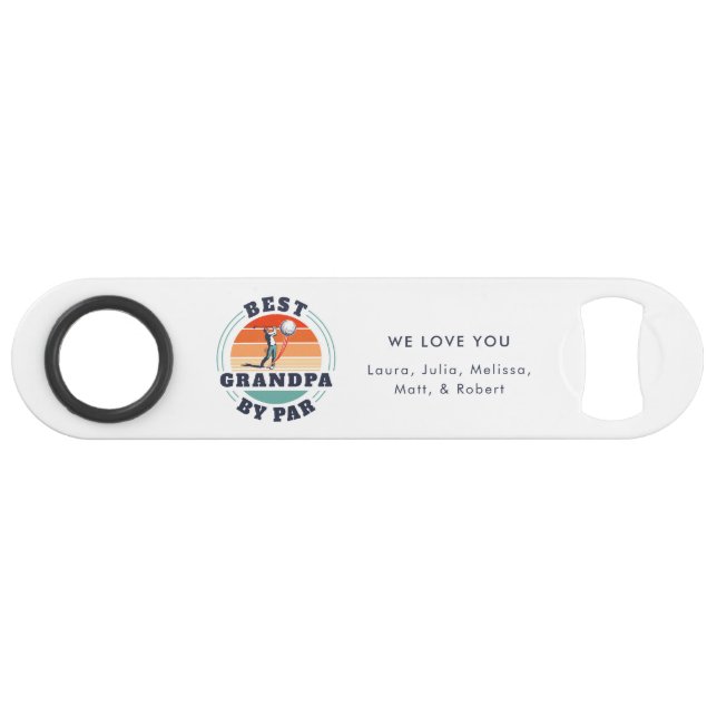 Retro Fathers Day Best Grandpa By Par Golf Custom Bar Key (Front (Horizontal))