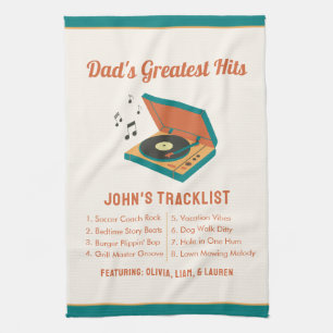Retro Father's Day "Dad's Greatest Hits" Custom  Kitchen Towel