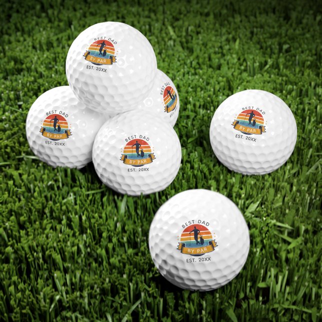 Retro Father's Day Golf Best Dad by Par Custom Balls (Best Dad By Par Retro Fathers Day Custom Golf Balls)