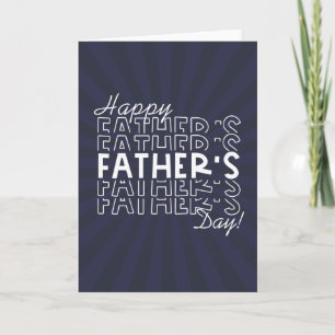 Retro Father's Day Navy Blue Sunburst Card