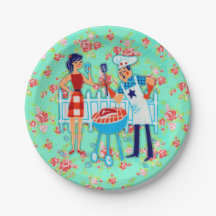 Retro Fathers Day Paper Plates-Floral