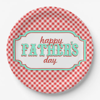 Retro Fathers Day Paper Plates-Plaid Plate