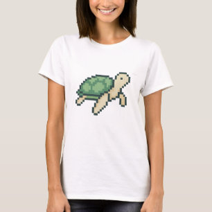 Retro faux cross-stitch pixel art Sea Turtle T-Shirt