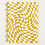 Retro Faux Gold Foil Checks Warped Chequerboard Planner<br><div class="desc">Perfect warped chequered design pillow inelegant faux gold foil print. Modern warped checkers in classic colour. Twirl and swirl, twist checks, chequered pattern</div>