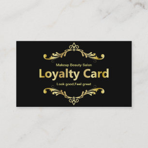 Retro Faux Golden Makeup Beauty Salon Loyalty Card