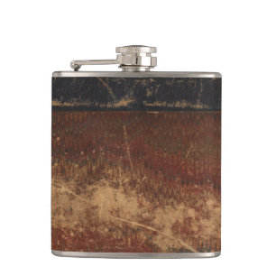 Retro faux leather, looks old, scratched & worn hip flask