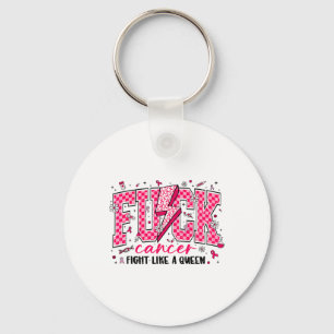 Retro Fck Cancer Fight Like A Queen Breast Cancer Keychain