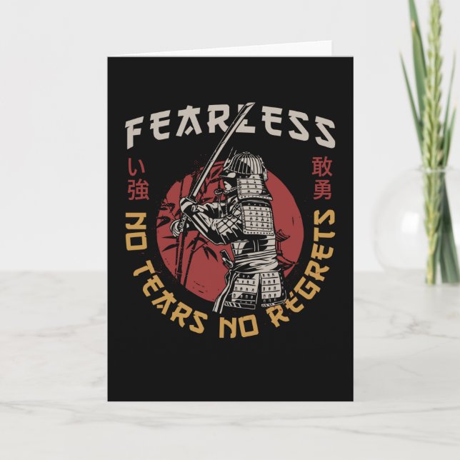 Retro Fearless Samurai - Samurai Quote Card (Front)