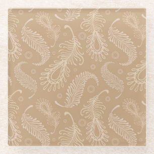 Retro-feater-pale-pattern Glass Coaster