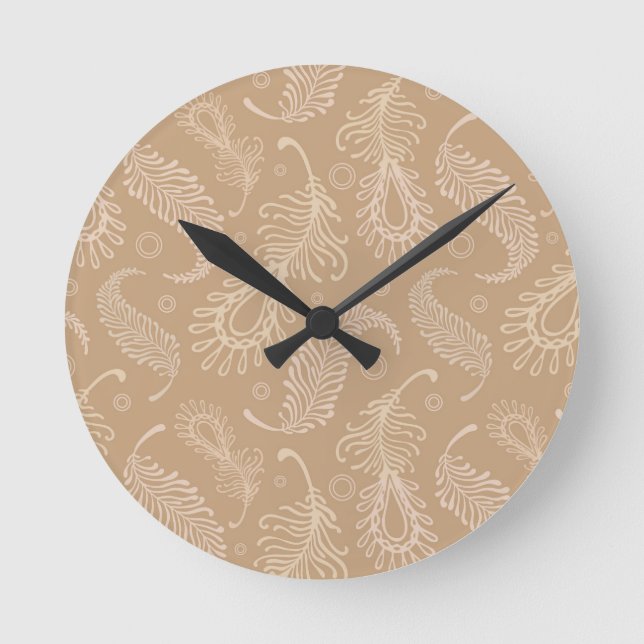 Retro-feater-pale-pattern Round Clock (Front)