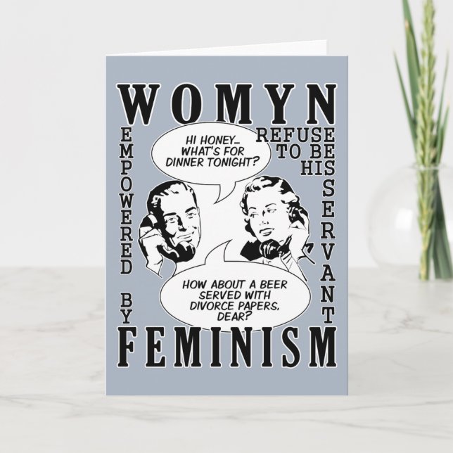 Retro Feminist Humour greeting cards (Front)