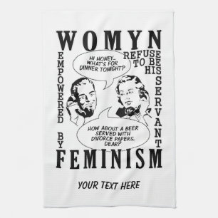 Retro Feminist Humour hand towels
