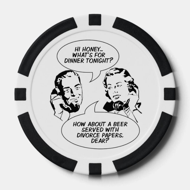 Retro Feminist Humour poker chips (Front)