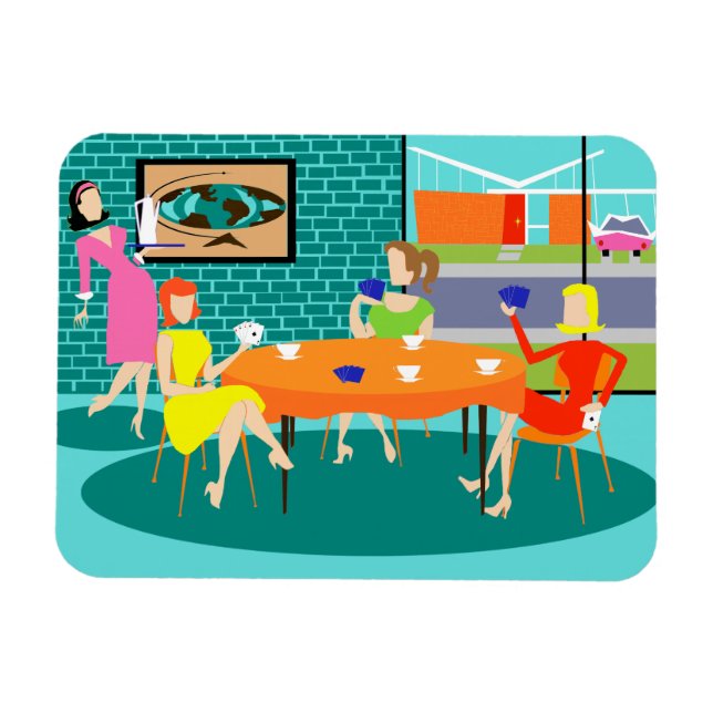 Retro Femme's Weekly Card Jeu Flexi Magnet (Horizontal)