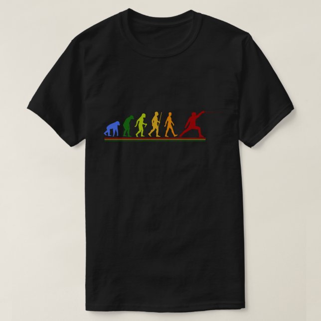 Retro Fencing Evolution Gift For Fencers T-Shirt (Design Front)