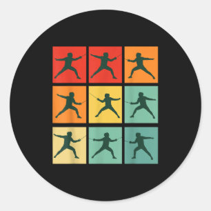 Retro Fencing For Christmas Srty Fencer Athlete Classic Round Sticker