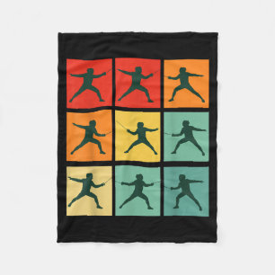 Retro Fencing For Christmas Srty Fencer Athlete Fleece Blanket