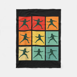 Retro Fencing For Christmas Srty Fencer Athlete Fleece Blanket
