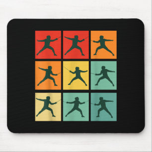Retro Fencing For Christmas Srty Fencer Athlete Mouse Pad