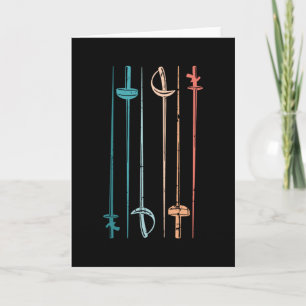 Retro Fencing Sabre Sword Vintage Gift for Fencer Card