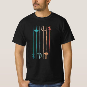 Retro Fencing Sabre Sword Vintage Gift for Fencer T-Shirt