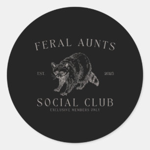 Retro Feral Aunt Social Club Pregnancy Reveal Funn Classic Round Sticker