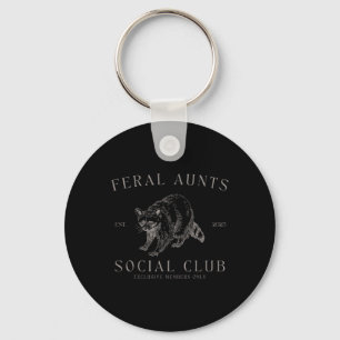 Retro Feral Aunt Social Club Pregnancy Reveal Funn Keychain