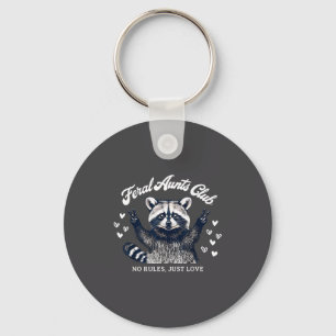 Retro Feral Aunts Club Raccoon Auntie Pregnancy An Keychain