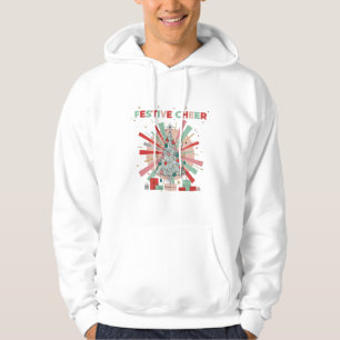 Retro Festive Cheer Pink & Mint Christmas Tree Hoodie