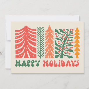 Retro Festive Forest Holiday Card