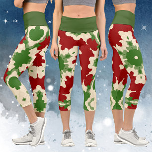 Retro Festive Mandala Capri Leggings