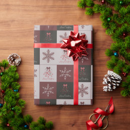 Retro Festive Merry Christmas Tiled Pattern Wrapping Paper