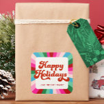 Retro Festive Rainbow Pink Christmas Gift Label<br><div class="desc">Bright, festive rainbow stripes with a retro font will add the perfect touch to all your gifts! Great for a pink Christmas party favour bags, Holiday gifts and more. Customize or edit further clicking the "customize further" link and use the design tool to modify this template. Need help personalizing? Message...</div>