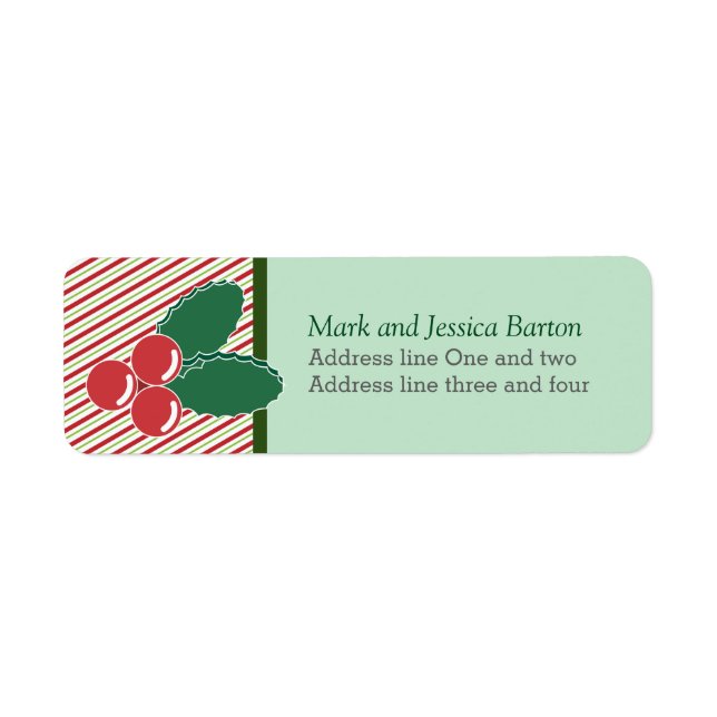Retro Festive Stripes and Holly Custom Christmas (Front)