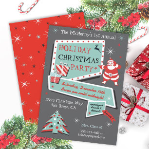 Retro Fêtes de Noël Invitations