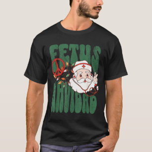 Retro Fetus Navidad Santa Claus Christmas Obgyn Nu T-Shirt