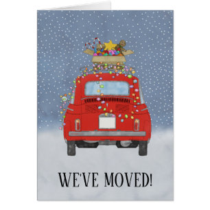 Retro Fiat 500 car New Address Announcement 